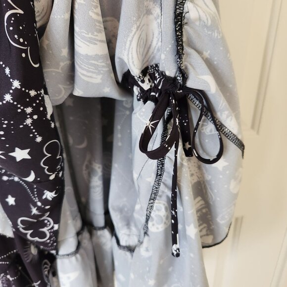 Scarlet Darkness Galaxy Print Dress Goth Steampunk Renaissance Festival Summer - Picture 9 of 13